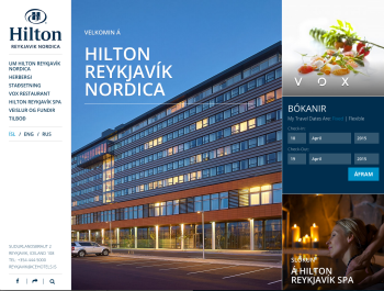 Á vef Hilton Nordica er valmyndin vinstra megin